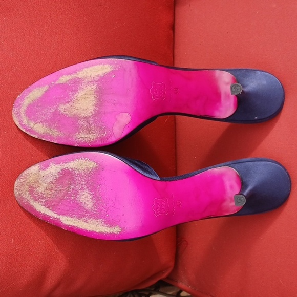 CHRISTIAN LOUBOUTIN Chloe Par Kitten Heel Mule Sandal Navy Heels - Picture 7 of 8